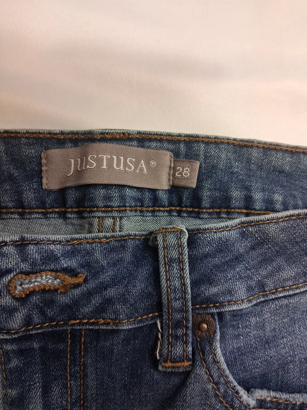Just USA Distressed Ankle Crop Skinny Jeans in Medium Blue Just USA
